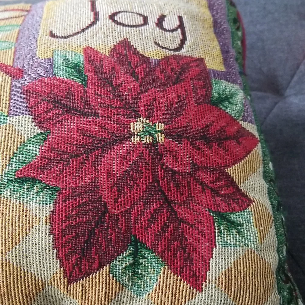 Vintage Peace Joy Love Tapestry Accent Pillow